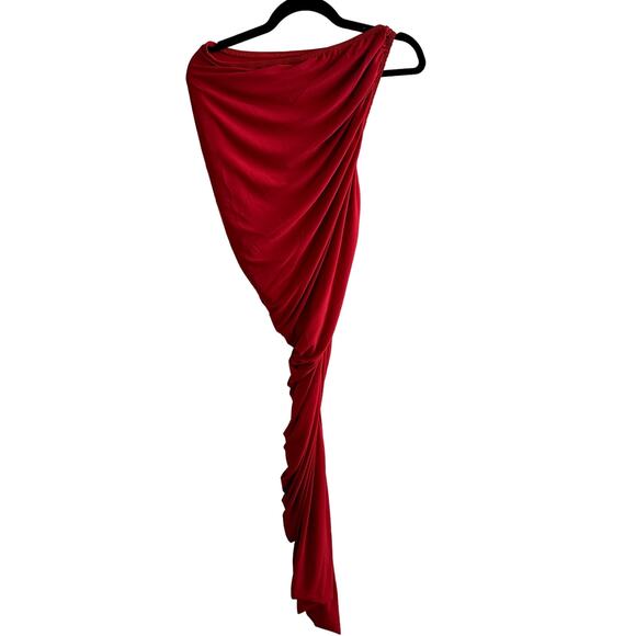 Norma Kamali Diana Ruched Midi Dress Red - Picture 3 of 4